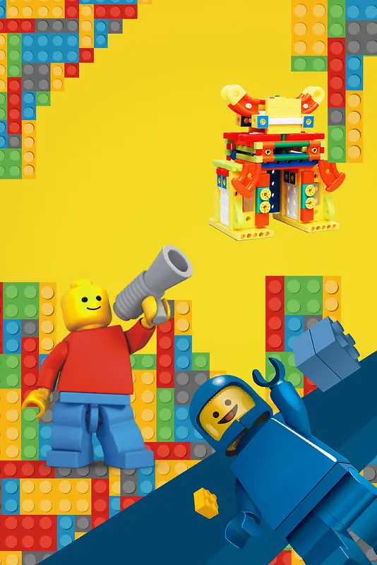 手工创意积木玩具广告海报背景素材