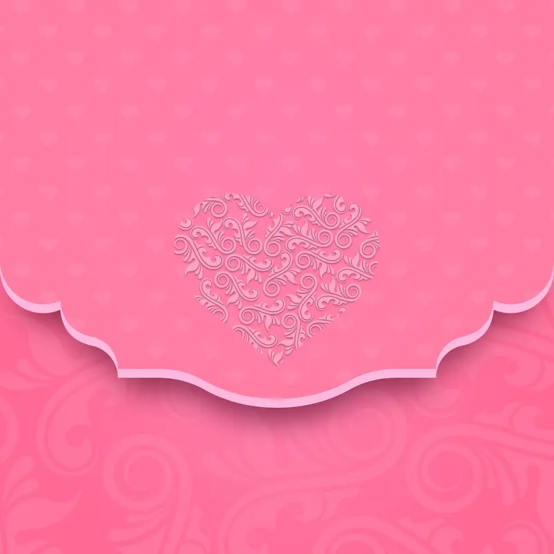 粉色花纹情人节卡片矢量背景