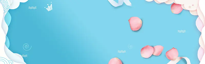 天猫蓝底花瓣优雅高端大气化妆品背景