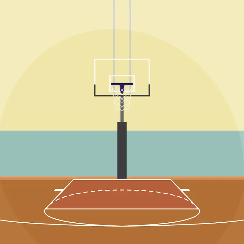 扁平手绘卡通篮球赛激情球场背景素材