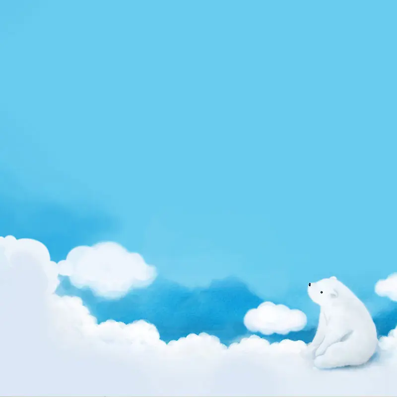 蓝色卡通白云北极熊背景