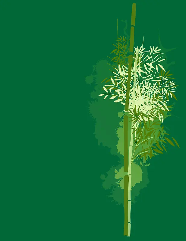 彩绘绿色竹子矢量背景素材