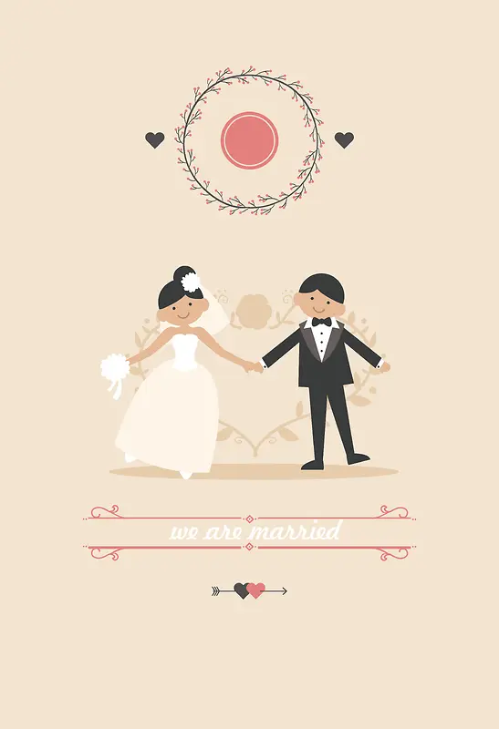 手绘新婚婚礼请柬海报背景素材