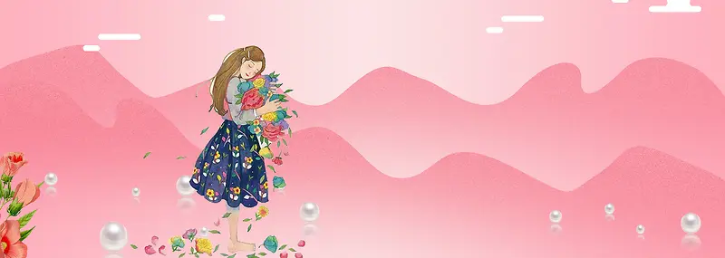 七夕节蜜月粉色手绘几何粉色背景