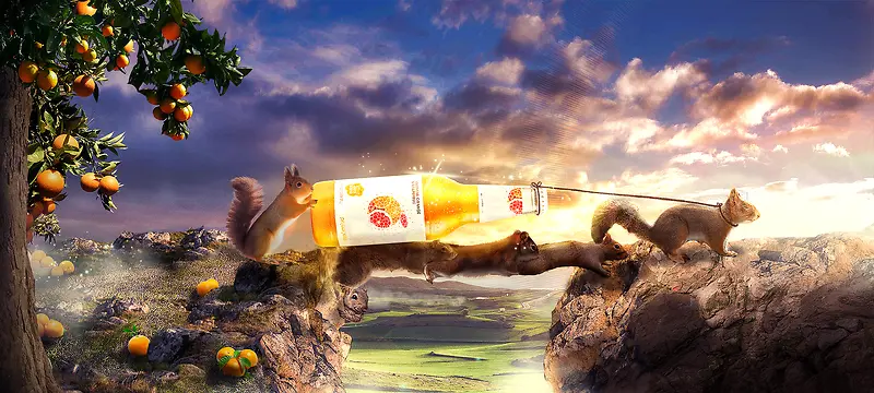 饮料果汁创意合成海报背景