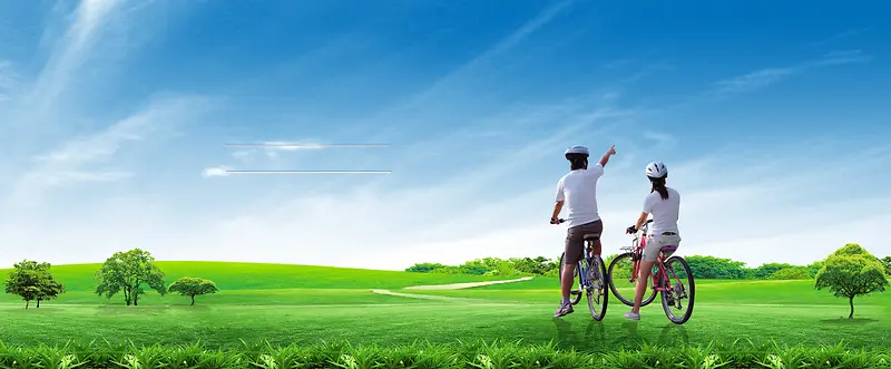 清新草地自行车绿色背景素材