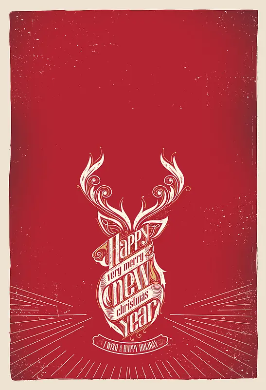 驯鹿新年图案海报背景素材