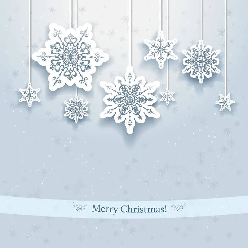 白色圣诞雪花背景素材海报