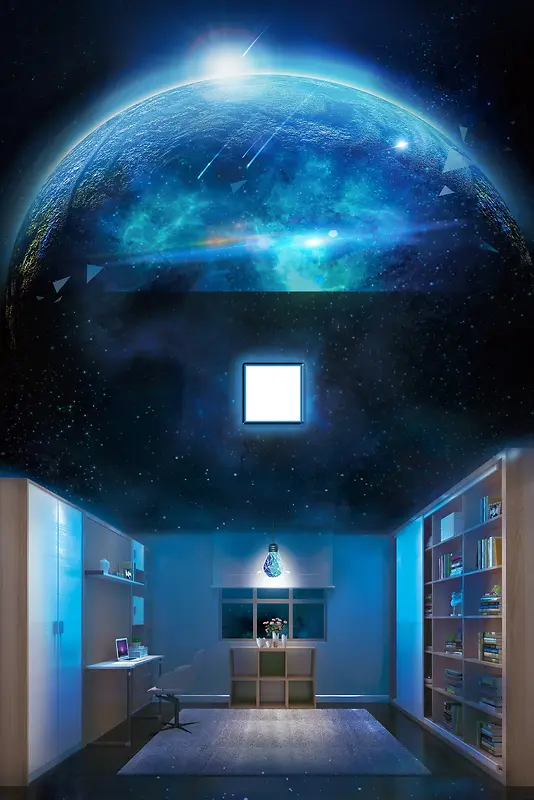 蓝色梦幻宇宙智能科技海报背景素材