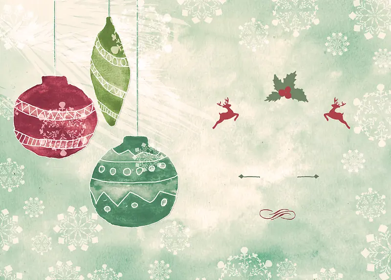 彩色复古欧式风格圣诞节装饰主题海报设计