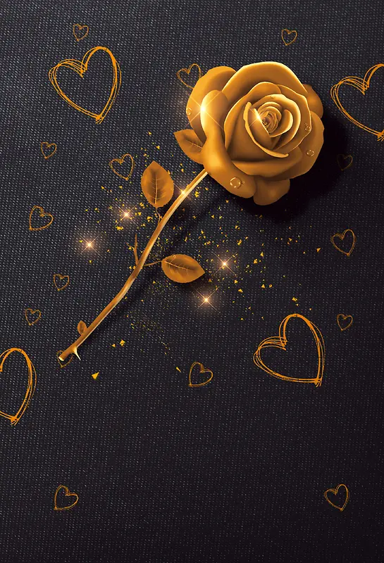 金色玫瑰情人节派对海报背景素材