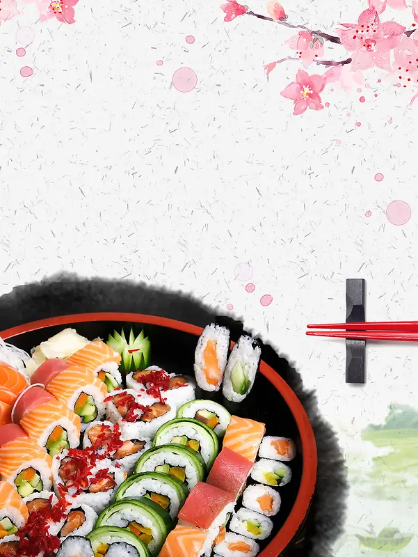 美食寿司海报背景