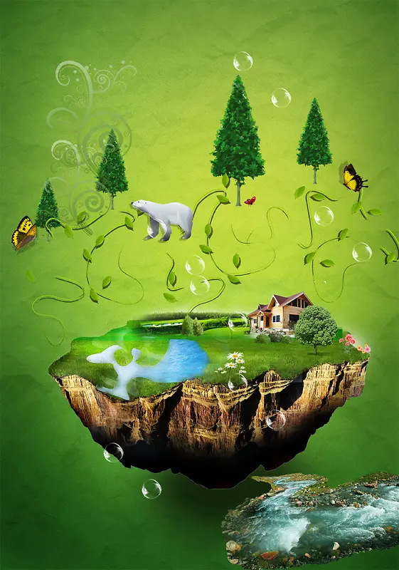 绿色创意保护生态平衡宣传海报背景素材