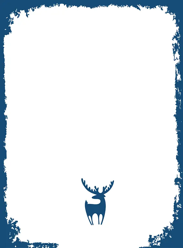 手绘小鹿蓝色边框背景素材
