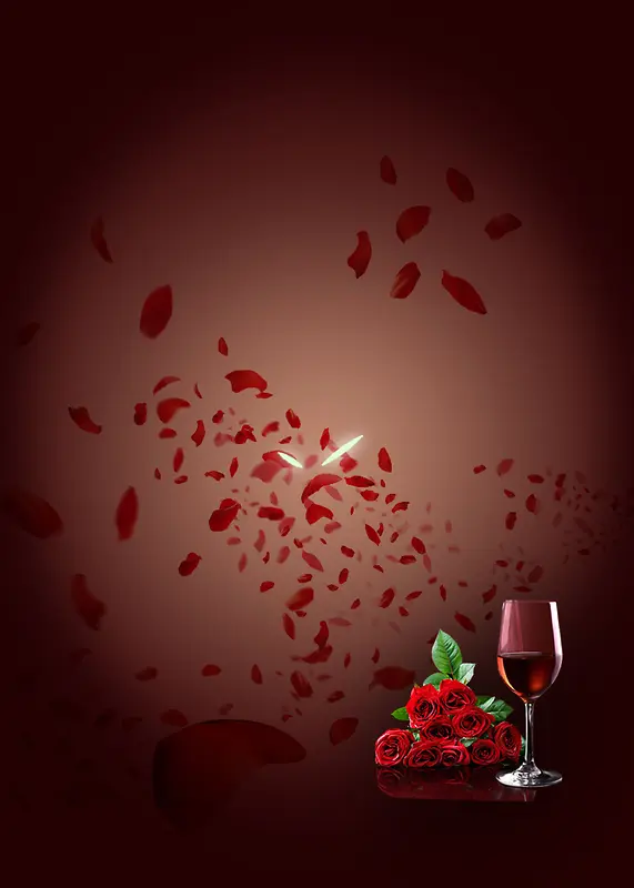 花瓣红酒海报背景素材