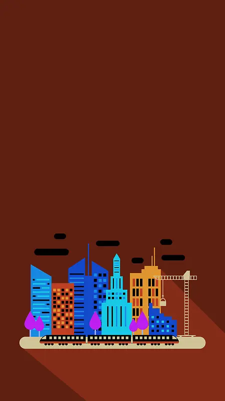 扁平化城市建筑海报背景素材