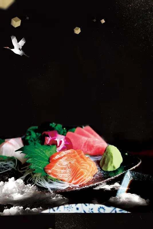 日式日本料理美食餐饮三文鱼海报背景