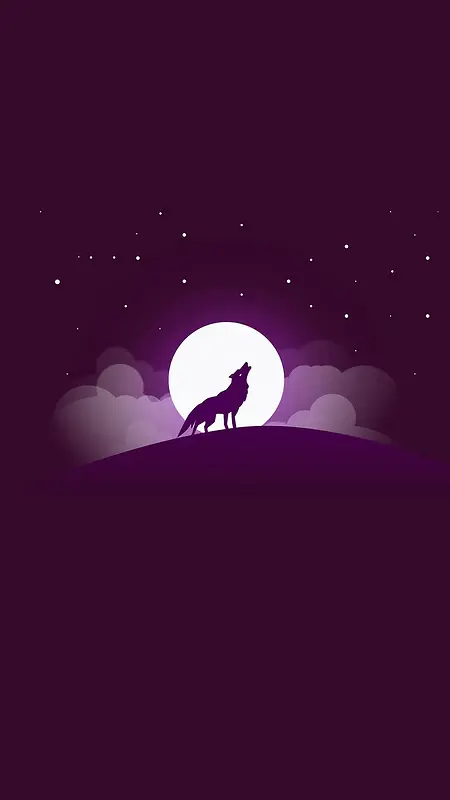 夜晚孤寂狼群手机端H5背景素材