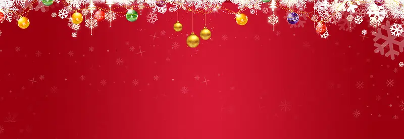 圣诞节雪花铃铛红色banner