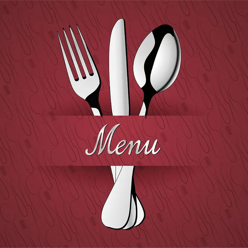欧式简约红色西餐厅菜单背景