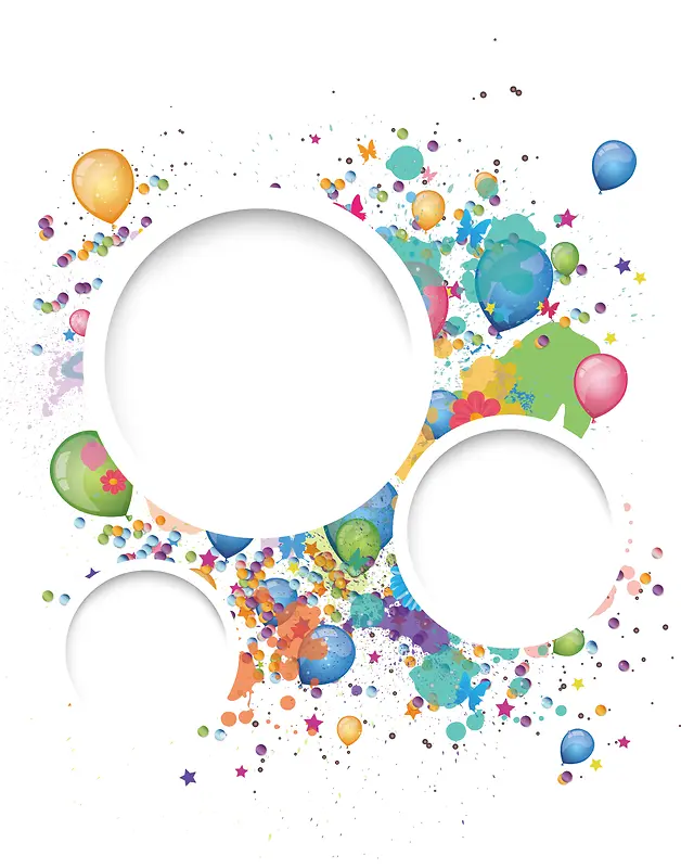矢量水彩圆环庆祝气球背景素材