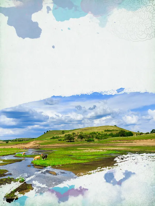 内蒙古呼伦贝尔大草原旅游海报背景