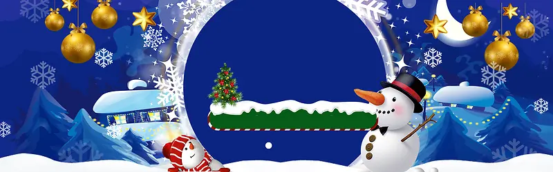 圣诞节雪人文艺几何蓝色banner
