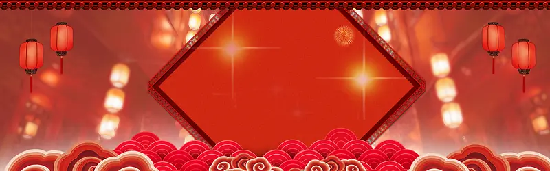 新年红灯笼文艺简约红色banner