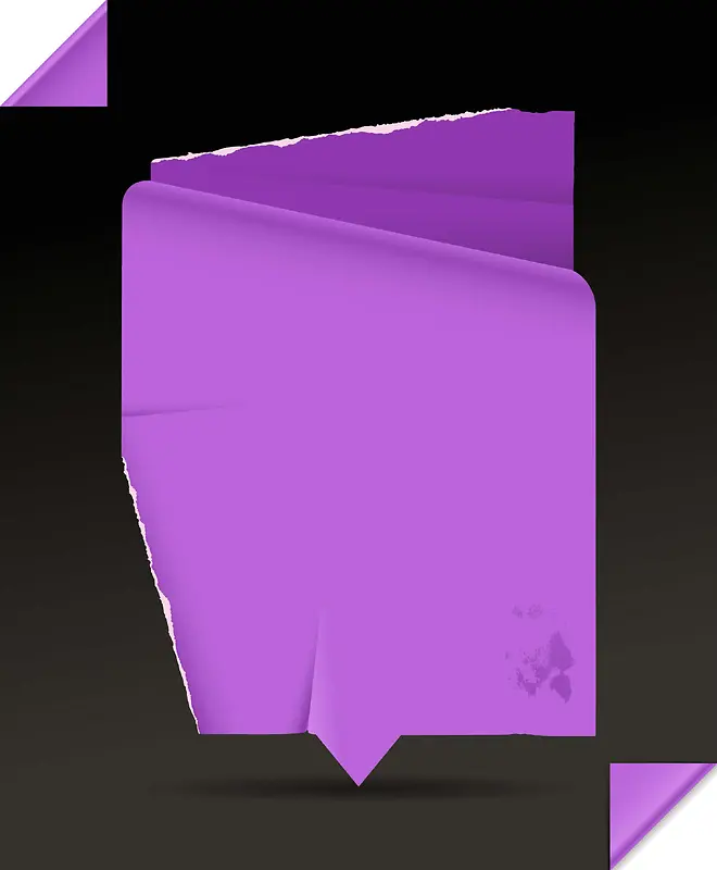 紫色褶皱便签撕痕贴纸矢量背景