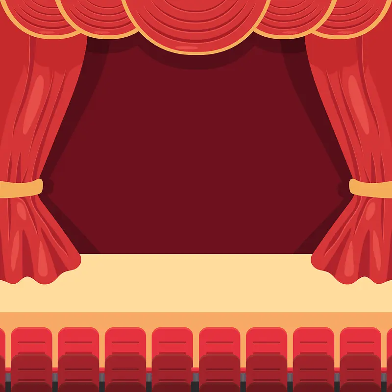 卡通演出剧院红色幕布舞台背景素材