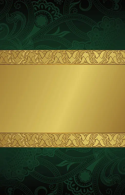 绿色花纹上的金框条背景素材