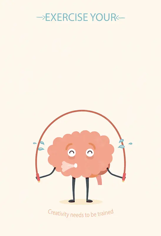 卡通健身大脑插画海报背景素材