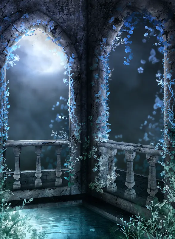 魔幻童话拱门背景