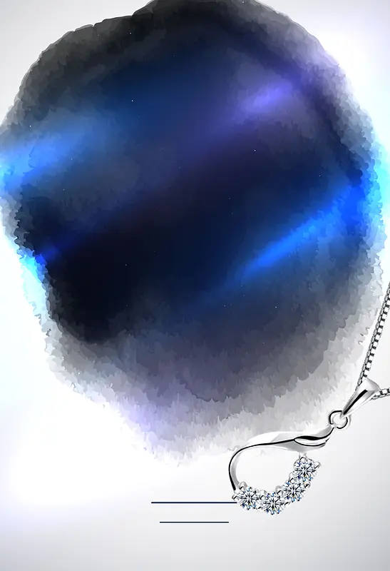 蓝色水彩珠宝吊链海报背景