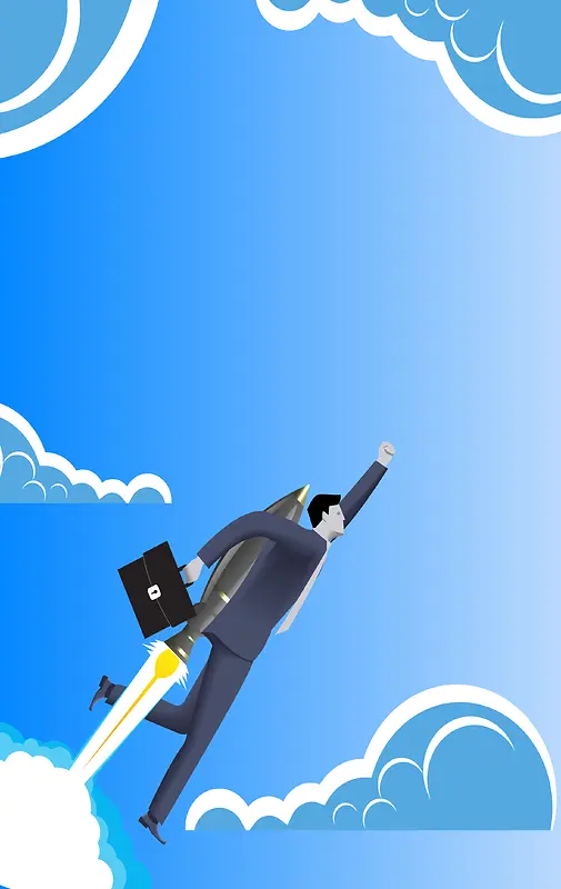 人绑在火箭上商务海报背景