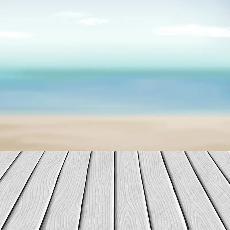 沙滩风光木板展台背景