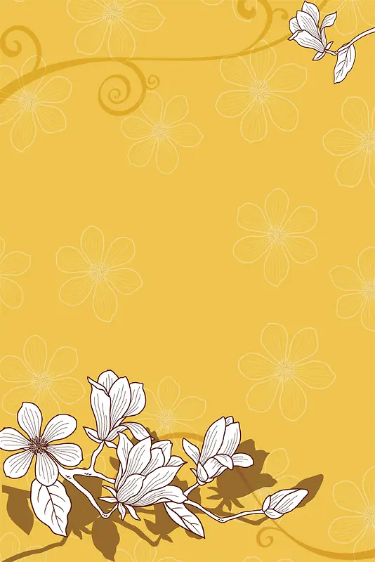 黄色花纹纹理平面广告