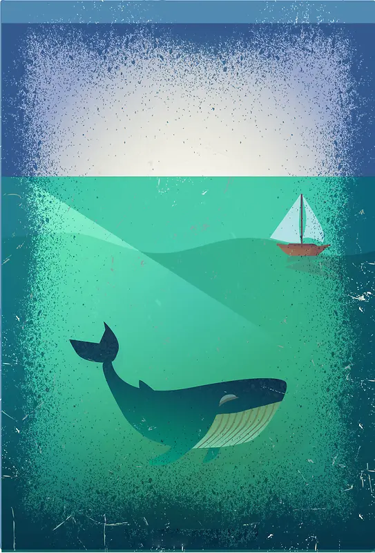 创意鲸鱼航海简约海报背景