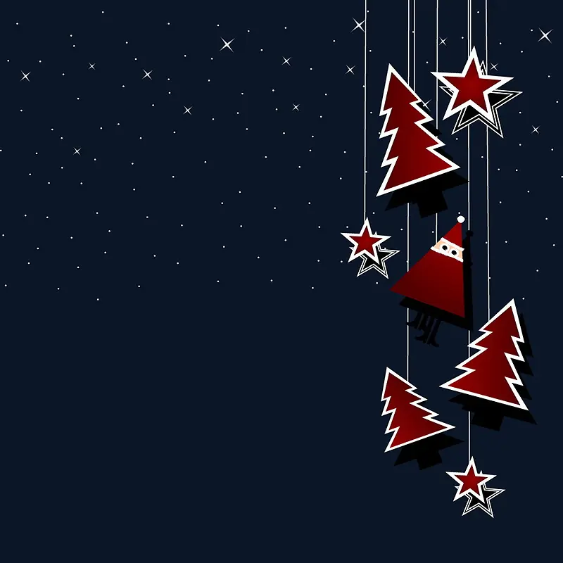 圣诞树星星装饰蓝色背景