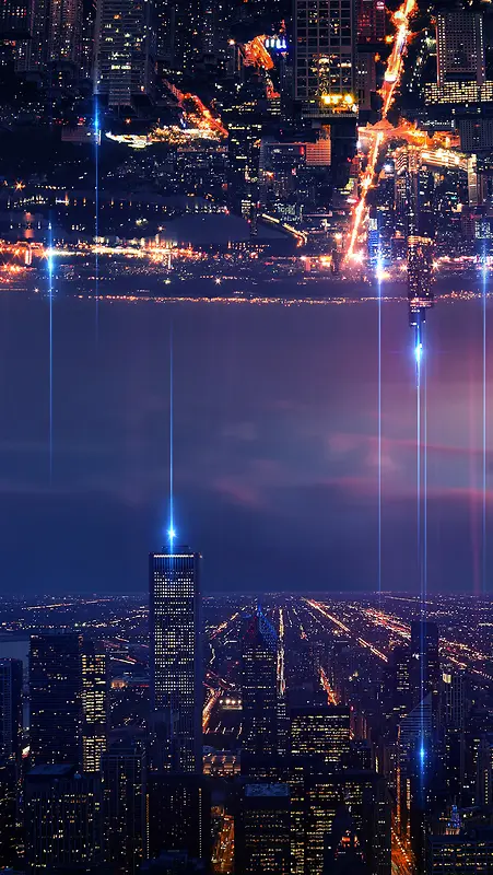 唯美夜景城市海报背景