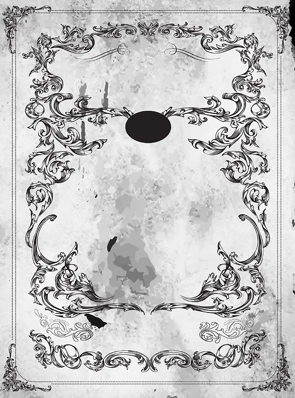 划痕撕痕复古黑白欧式花纹边框海报背景