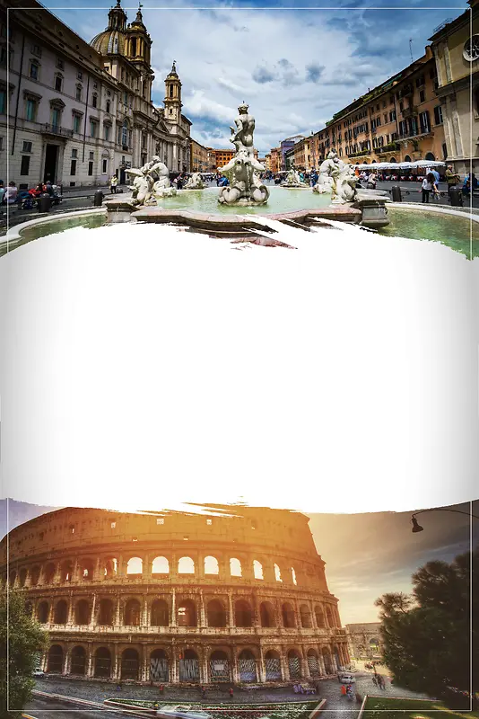罗马假日旅游海报背景模板