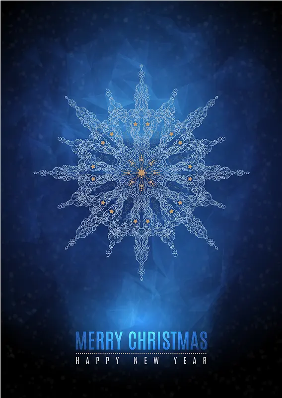 蓝色唯美大雪花圣诞节背景素材