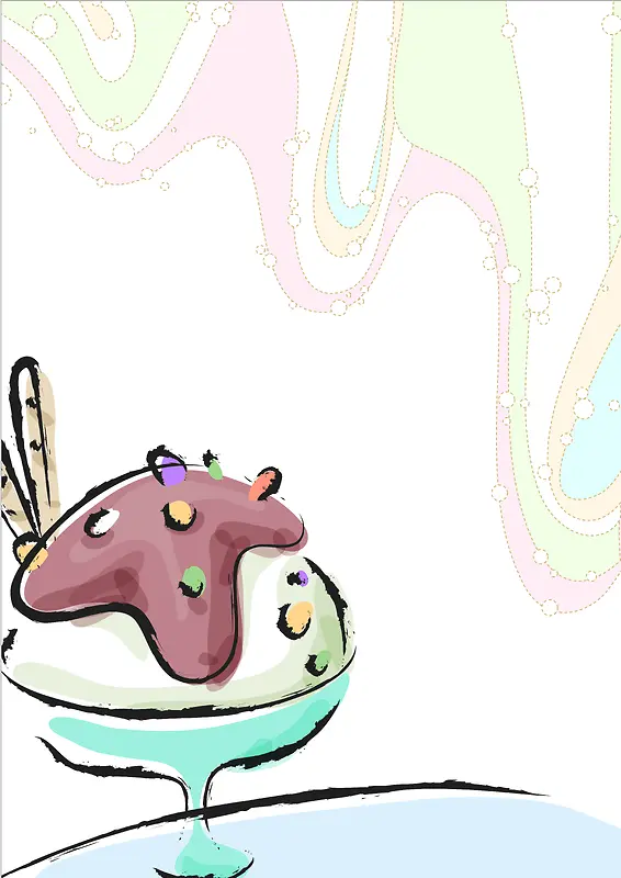 手绘卡通清凉夏日冰淇淋海报背景素材