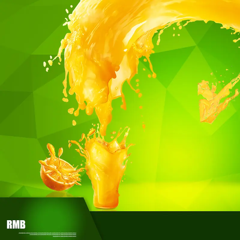 飞溅果汁榨汁机绿色PSD分层主图背景素材