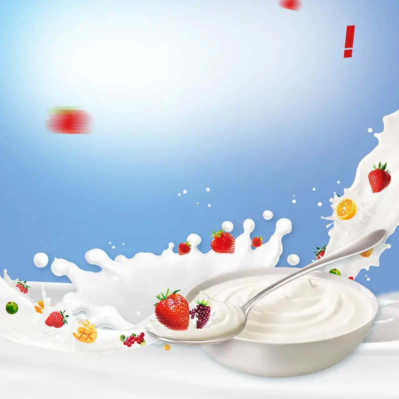 飞溅牛奶水果酸奶机PSD分层主图背景素材