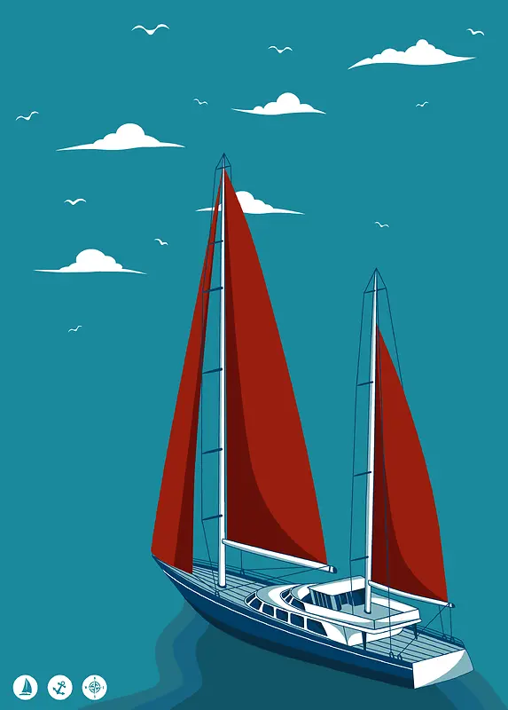 帆船航海宣传单页画册封面背景