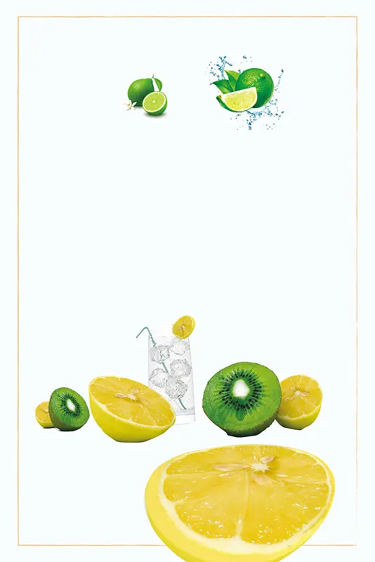 简约清新柠檬汁海报背景素材