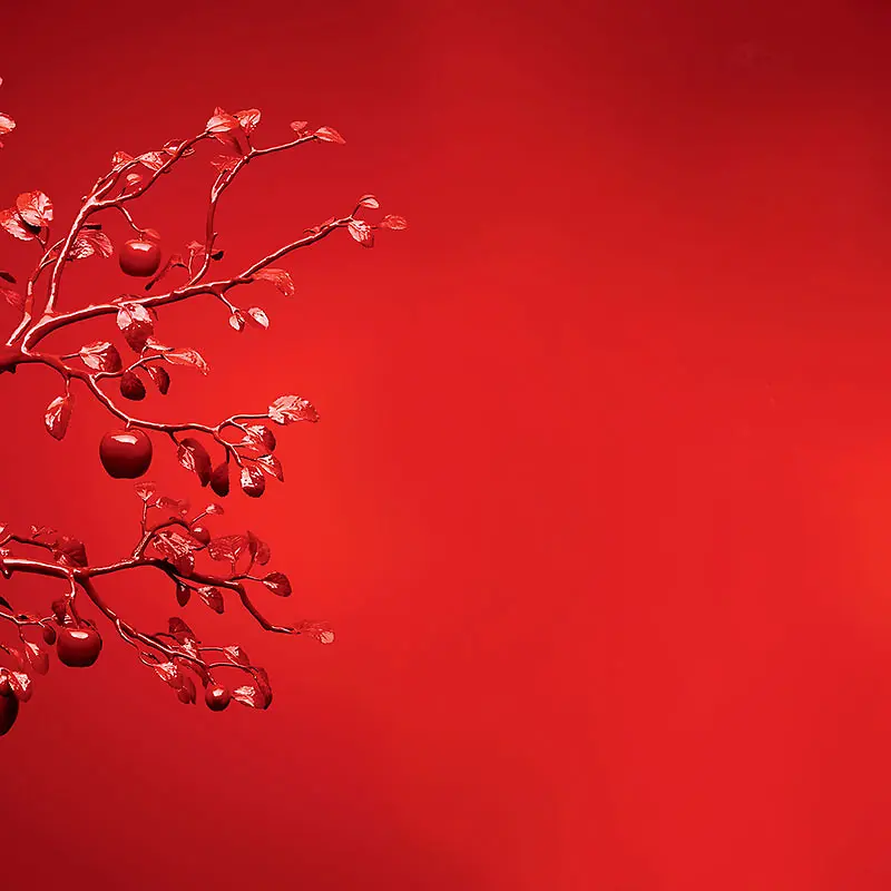 大红质感苹果树主图背景素材
