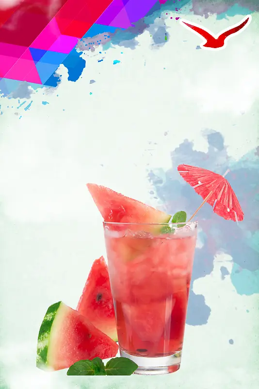 鲜榨西瓜汁饮料宣传单海报背景素材
